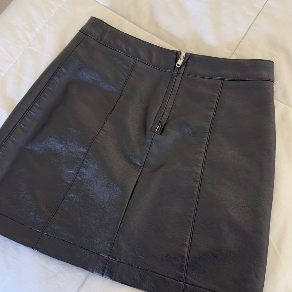 Black Faux Leather Mini Skirt Chic Going Out Bottoms